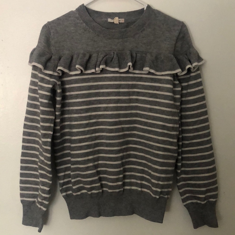 Ruffle detail striped sweater